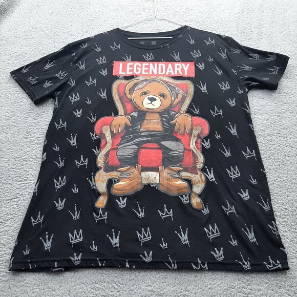 OG Hustle Legendary Bear Graphic T-Shirt Black XL  Cotton/Polyester - Picture 1 of 5